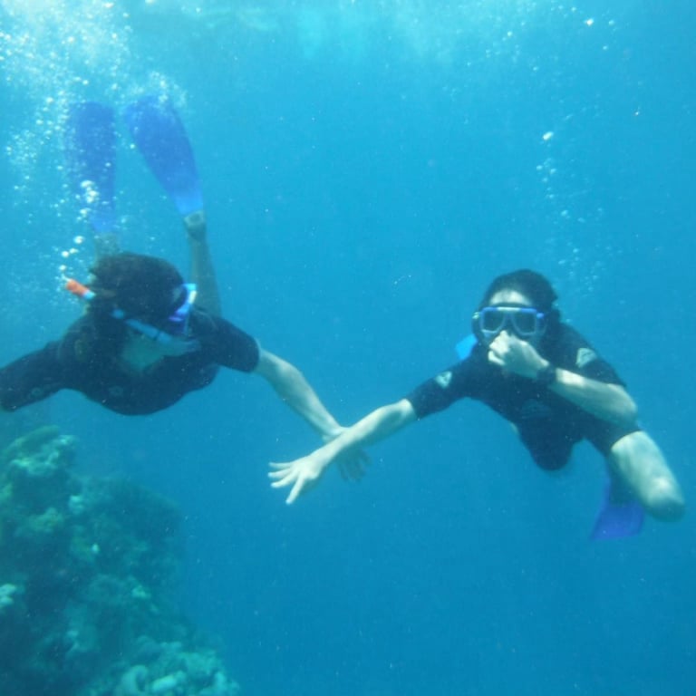 2 people diving