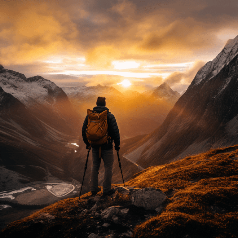 Hiker looking off into the sunset
