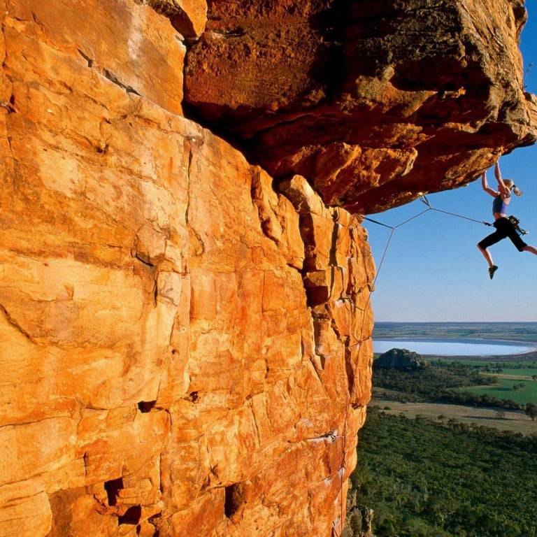 Person rock climbing